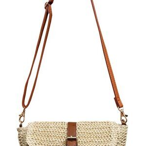 Small Straw Beach Bag with Adjustable Shoulder Strap - Chic Summer Handbag